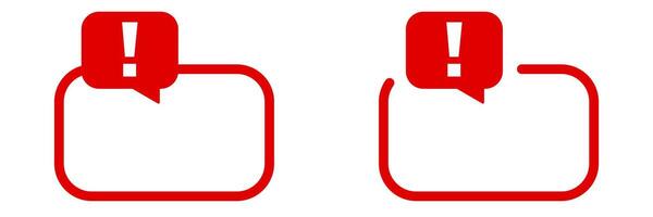 Red alert icon with speech bubble exclamation mark vector