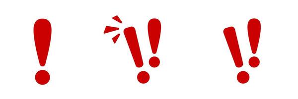 Red exclamation marks in three styles vector