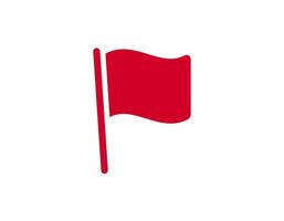 Red flag icon waving on flagpole in the wind vector
