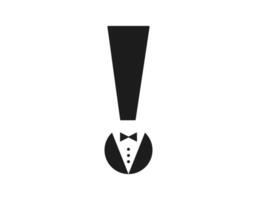 Exclamation mark with bow tie symbol for formal events vector