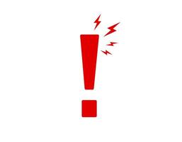 Red exclamation mark with lightning bolts symbolizes urgency vector