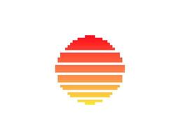 Retro pixelated sun with gradient in eighties style vector