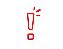 Red exclamation mark icon signaling urgency and attention vector