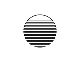 Retro sun circle with geometric lines in eighties style vector