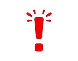 Red exclamation mark with lines for attention and warning vector