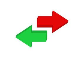 Red and green arrows pointing in opposite directions vector