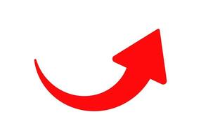 Red curved arrow pointing upward in simple design vector