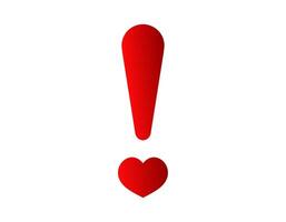 Red exclamation mark and heart symbol on white background vector
