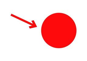 Red circle with arrow pointing towards it for attention focus vector
