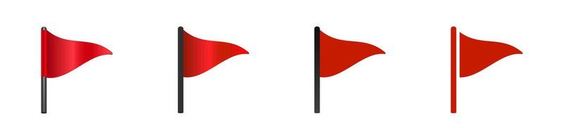 Four red flags in different styles on white background vector