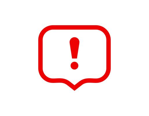 Exclamation mark warning sign in red framework