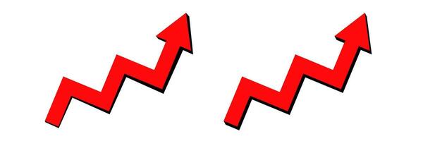 Red zigzag arrows pointing upward indicating growth or increase vector
