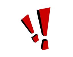 Red exclamation point with black shadow emphasis vector