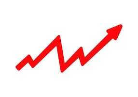 Red arrow graph showing upward economic trend vector