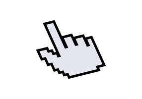 Pixel art hand cursor icon for digital navigation vector