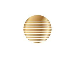 Golden retro sun with geometric lines in eighties style vector