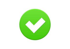 Green checkmark symbol on white background for confirmation vector