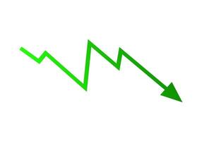 Green arrow decline graph showing downward trend vector