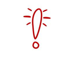 Red exclamation mark drawing with radiating lines vector