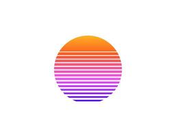 Retro sun circle with geometric design in eighties style vector