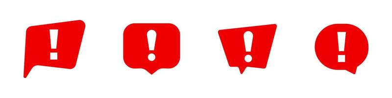 Red exclamation mark icons in speech bubbles vector