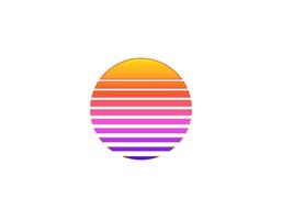 Retro sun circle with geometric style from eighties and nineties vector