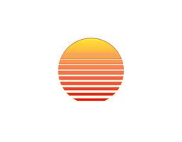 Retro sun circle with geometric lines in 80s and 90s style vector