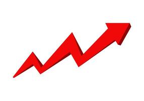 Red arrow showing upward trend growth and success vector