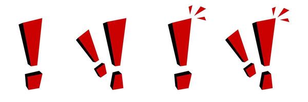 Bold red exclamation marks in various styles vector