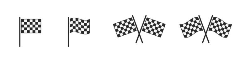 Checkered racing flags in four icon styles vector