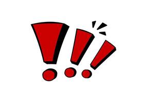 Bold red exclamation marks in fun cartoon style vector