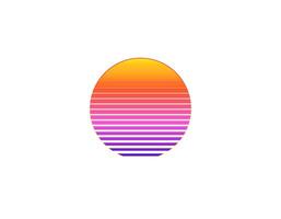 Retro sun circle with geometric shape in bright eighties style vector