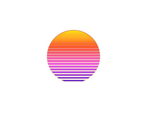 Retro sun circle with geometric shape in bright eighties style