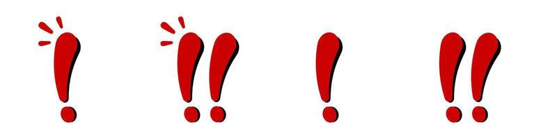 Four red exclamation marks in a row vector
