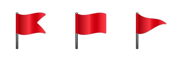 Three red flags on poles in different shapes vector