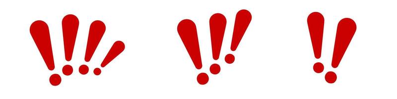 Red exclamation marks in different sizes vector