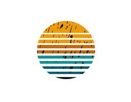 Retro sun circle with geometric shapes in eighties style vector