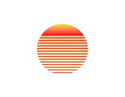 Retro sun with geometric circle design from eighties and nineties vector