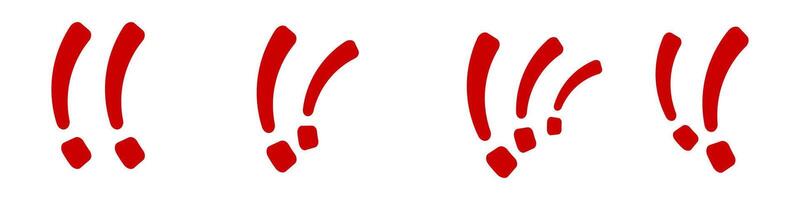 Red exclamation marks in various styles vector