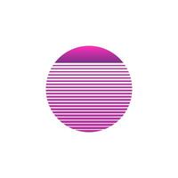 Retro sun circle with geometric lines in bright eighties style vector