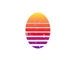 Retro eighties sun with geometric circle design vector