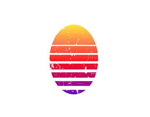 Retro eighties sun with geometric circle design