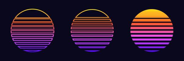 Three gradient striped ovals with vibrant colors vector