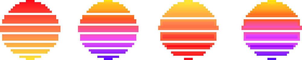 Colorful pixelated eggs with horizontal stripes vector