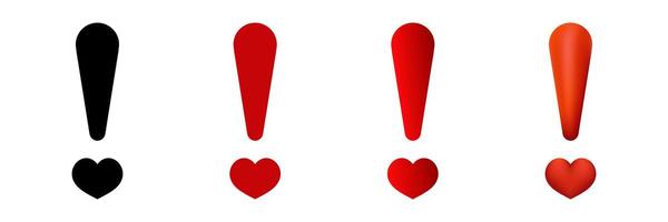 Colorful exclamation marks with heart shapes vector