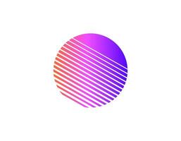 Retro sun circle with geometric lines in bright eighties style vector