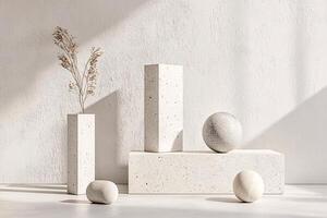 Monochrome minimalist abstract shapes arranged in a surreal, conceptual composition and elegant simplicity photo