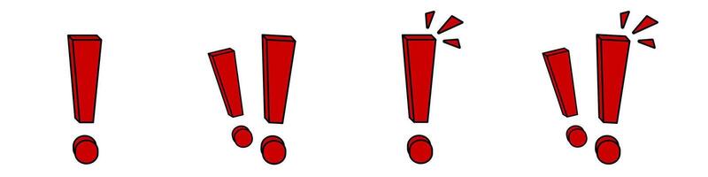Red exclamation marks in four different designs vector