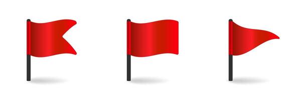 Three red flags waving on black poles vector