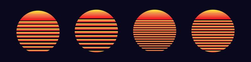 Gradient sunset egg shapes with horizontal lines vector